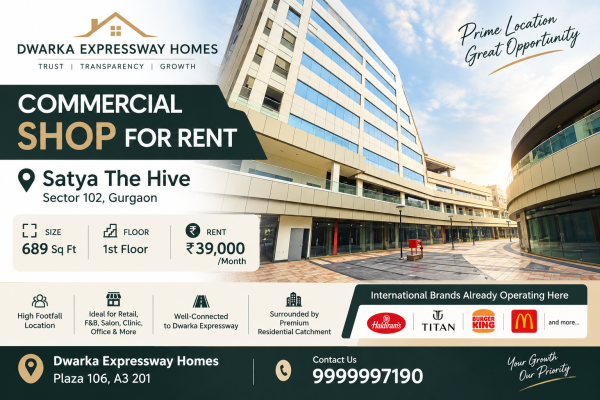 689 sqft shop for rent Satya The Hive 
